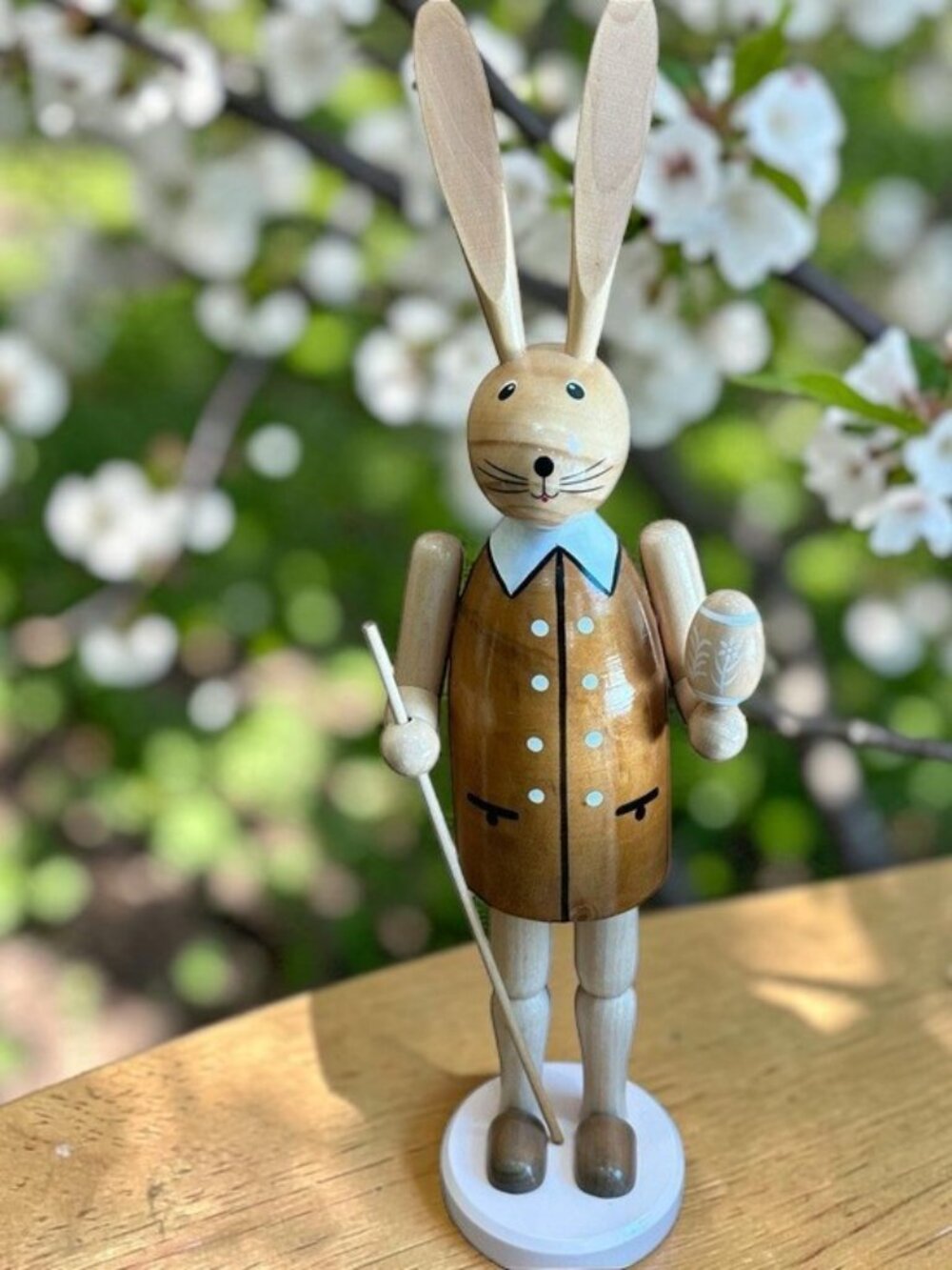 Martha Stewart Wooden Mr Easter Bunny with Eggs and Basket Figurine Home Decor